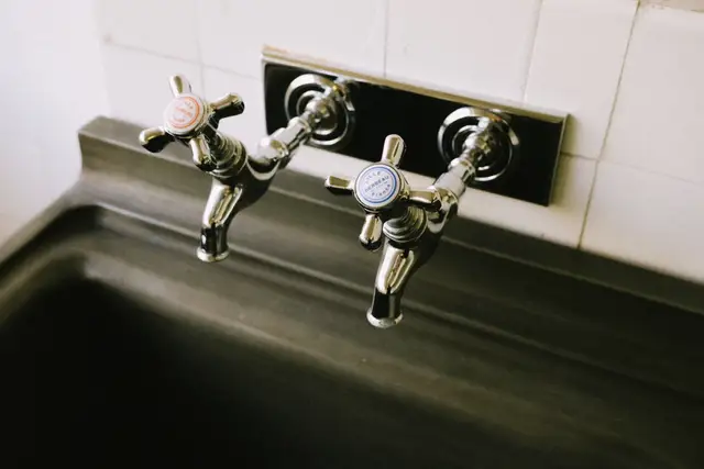 Hot and cold chrome taps
